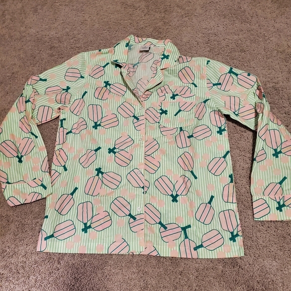oak lane Other - Pickle Ball Striped Polka Dot PJ Cotton Top